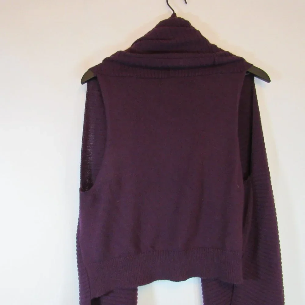 Donna Karan Purple Ribbed Sleeveless Open Front Wool Blend Cardigan Swea… - Picture 14 of 15